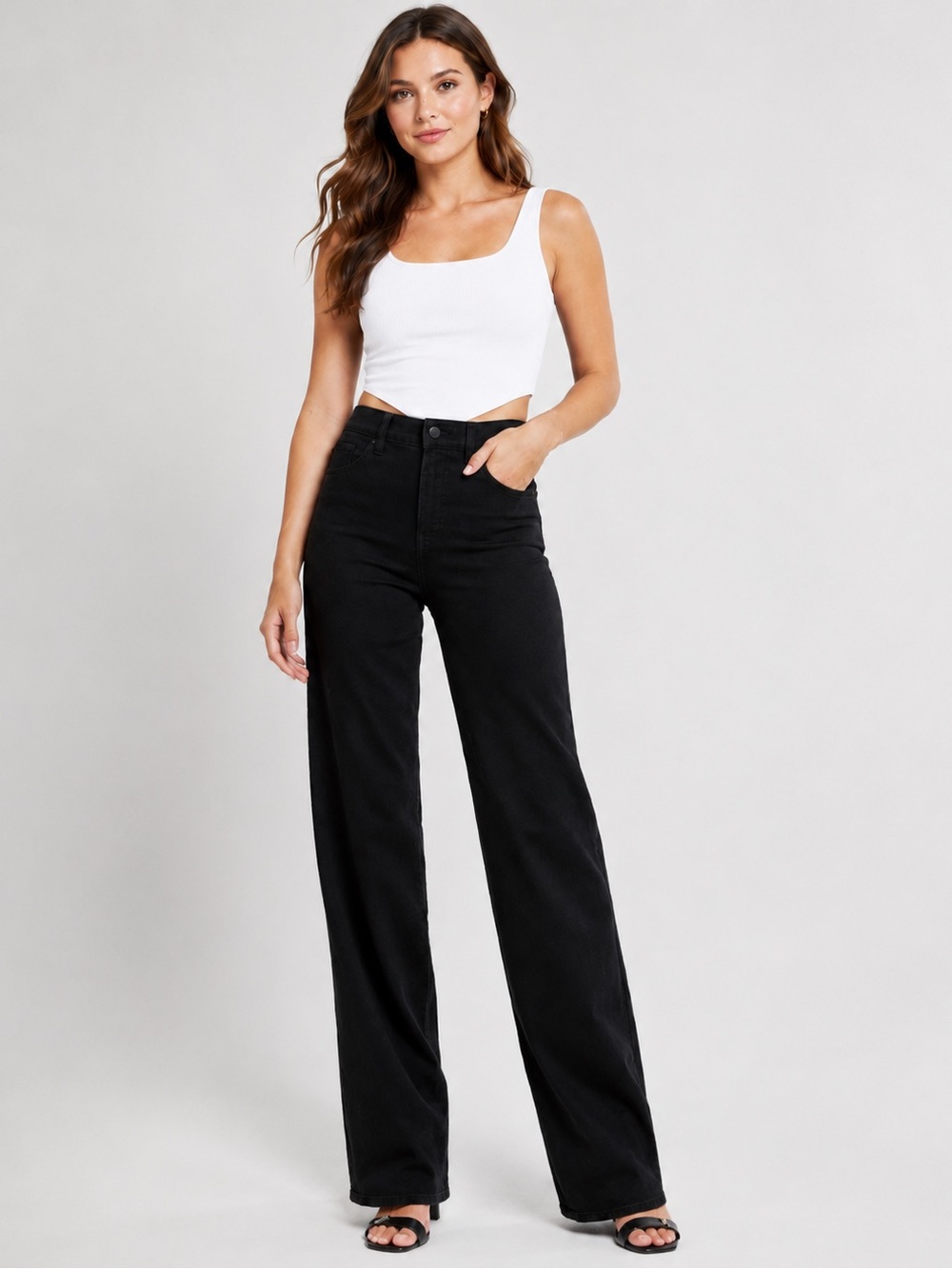 🩷. 268. Black High Waisted Wide Leg Jeans